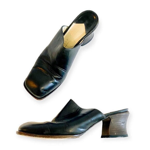 Rare Vintage Michel Perry black Leather Mule, size 38.5EU, Y2K - Picture 4 of 11
